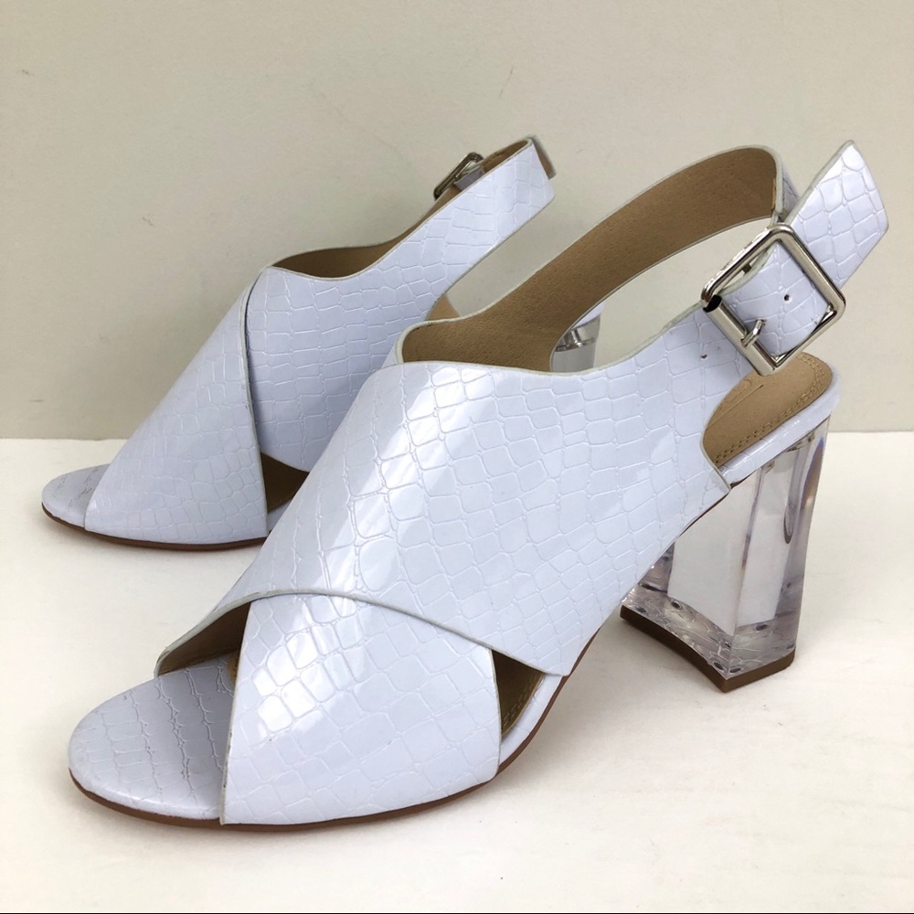 ASOS DESIGN Croc Embossed Transparent Heel Sandals